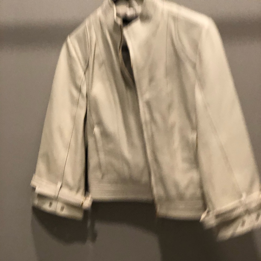 Off-White Cropped Leather Jacket - image 2